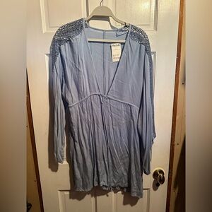 Light Blue Crocheted Bathing Suit Cover Up